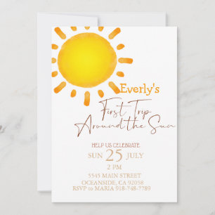 Invitación Primer viaje moderno alrededor del sol Cumpleaños