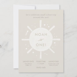 Invitación "Primer viaje" Sun Stars Space primer cumpleaños