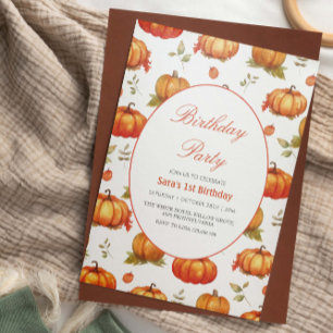 Invitación Primera acuarela de calabaza de cumpleaños