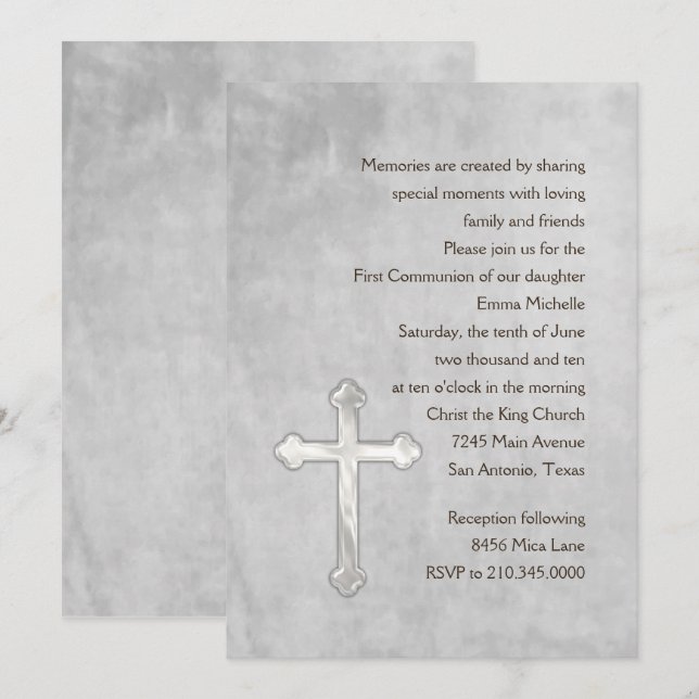 Invitación Primera Acuarela De Comunión (Anverso / Reverso)