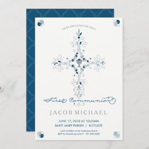 Invitación Primera carta invitada de niño de la Santa Comunió