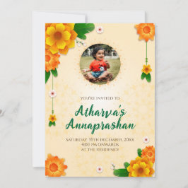 Invitación Primera ceremonia de alimentación con arroz invita