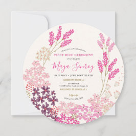 Invitación Primera ceremonia de arroz de prado rosa