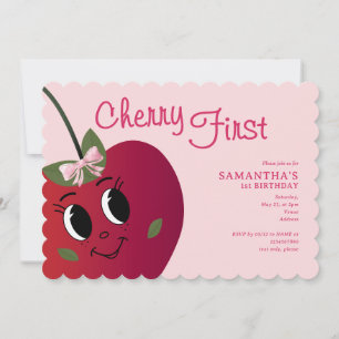 Invitación Primera Chica de cereza Personalizado dulce primer