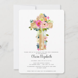 Invitación Primera comunicación de la Cruz Floral de acuarela