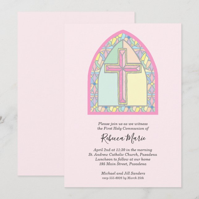 Invitación Primera comunicación de la ventana de vidrio manch (Anverso / Reverso)
