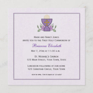 Invitación Primera comunicación del cáliz morado