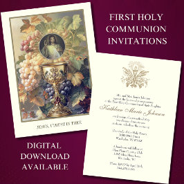 Invitación Primera comunicación Jesús Divino Mercy Cáliz anfi