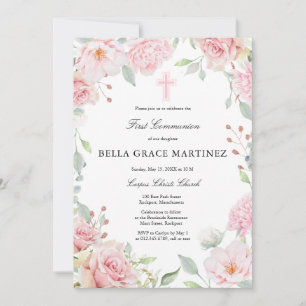 Invitación Primera comunicación sobre la flor rosa rosa de Ru