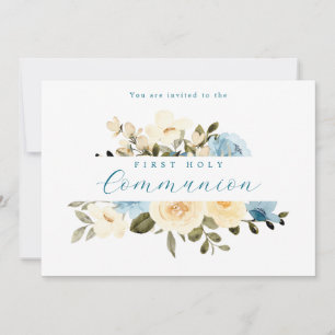 Invitación Primera Comunidad de Flores de Marfil Azules Verde