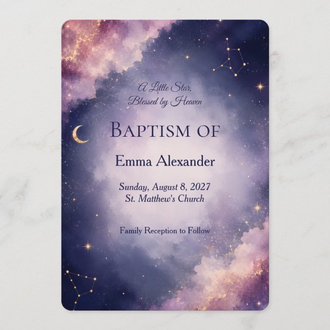 Invitación Primera Comunión Acuarela Celestial (Anverso)