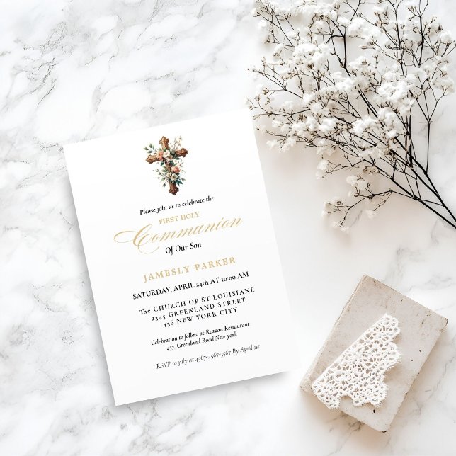 Invitación Primera comunión acuática de la comunión floral Cr (Subido por el creador)