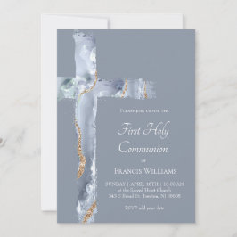 Invitación Primera Comunión azul ónice Santa Cruz