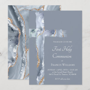 Invitación Primera Comunión azul ónice Santa Cruz