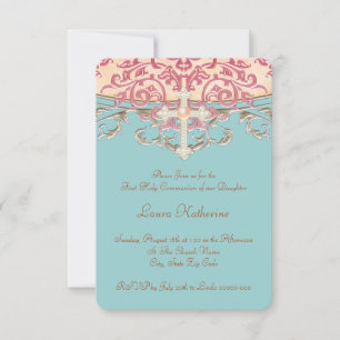 Invitación Primera Comunión Azul Turquesa