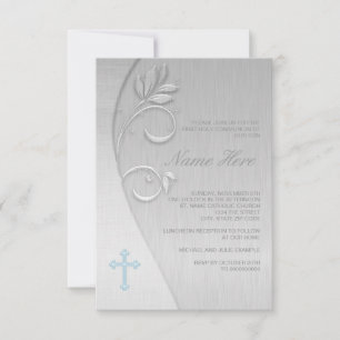 Invitación Primera comunión azul y gris