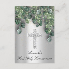 Invitación Primera Comunión Bautizo Cruz Cristiana Plata