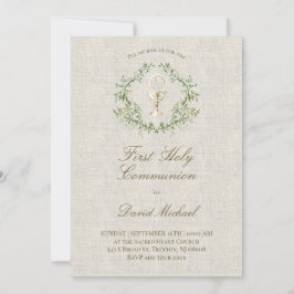Invitación Primera Comunión beige textura