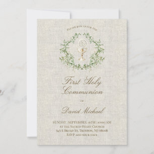 Invitación Primera Comunión beige textura