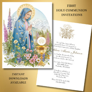 Invitación Primera comunión bendecida Mary Chalice Host