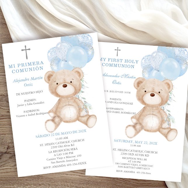 Invitación Primera Comunión bilingüe español inglés niño (Subido por el creador)
