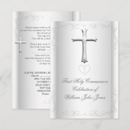 Invitación Primera Comunión Blanca Plata Neutral niña/niño