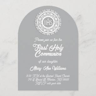 Invitación Primera Comunión blanco gris