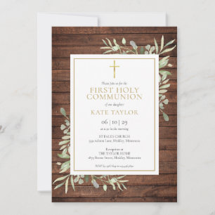 Invitación Primera Comunión Bosque Rústico Verde