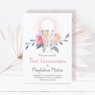 Invitación Primera Comunión Calice Acogida Decoración floral