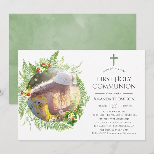 Invitación Primera Comunión Campestre (Anverso / Reverso)