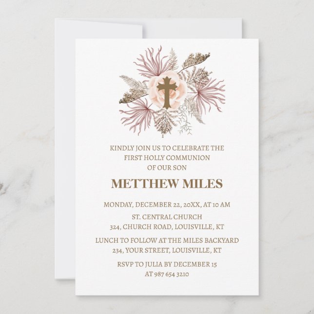 Invitación Primera comunión católica (Anverso)