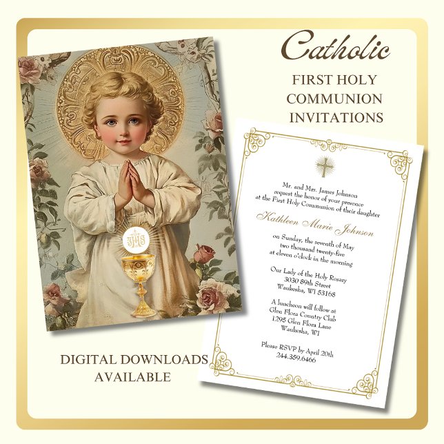 Invitación Primera Comunión Católica Jesús Eucaristía (Subido por el creador)
