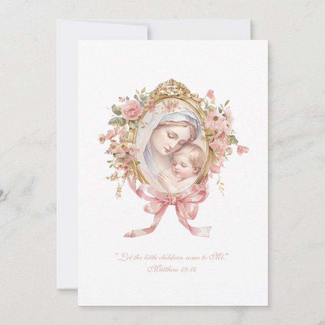 Invitación Primera Comunión Católica María Jesús Rosa (Reverso)