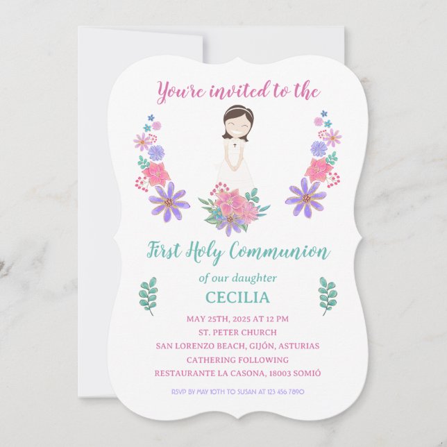 Invitación Primera Comunión CECILIA (Anverso)