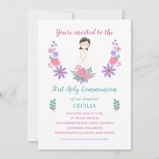 Invitación Primera Comunión CECILIA (Anverso)
