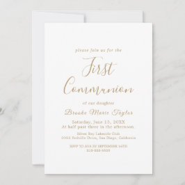 Invitación Primera Comunión con Caligrafía Dorada Delicada