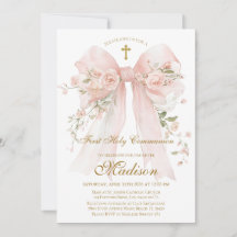 Invitación Primera Comunión con Lazo Floral