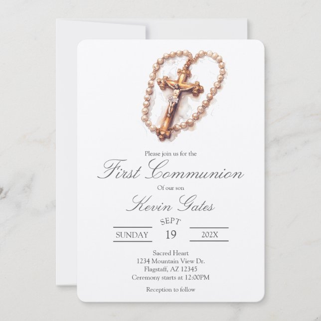Invitación primera comunión Crucifijo (Anverso)