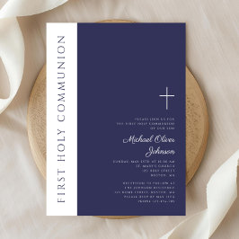 Invitación Primera Comunión Cruz Azul Marino Moderna