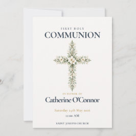 Invitación Primera Comunión Cruz Floral