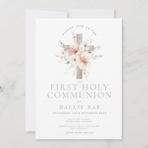 Invitación Primera Comunión, Cruz Floral