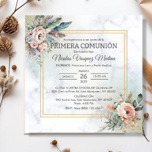 Invitación Primera comunión de Boho florió la primera comunió