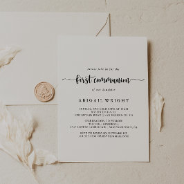 Invitación Primera comunión de caligrafía minimalista