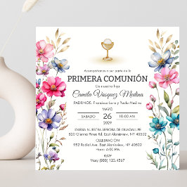 Invitación Primera comunión de Chicas de flores silvestres de