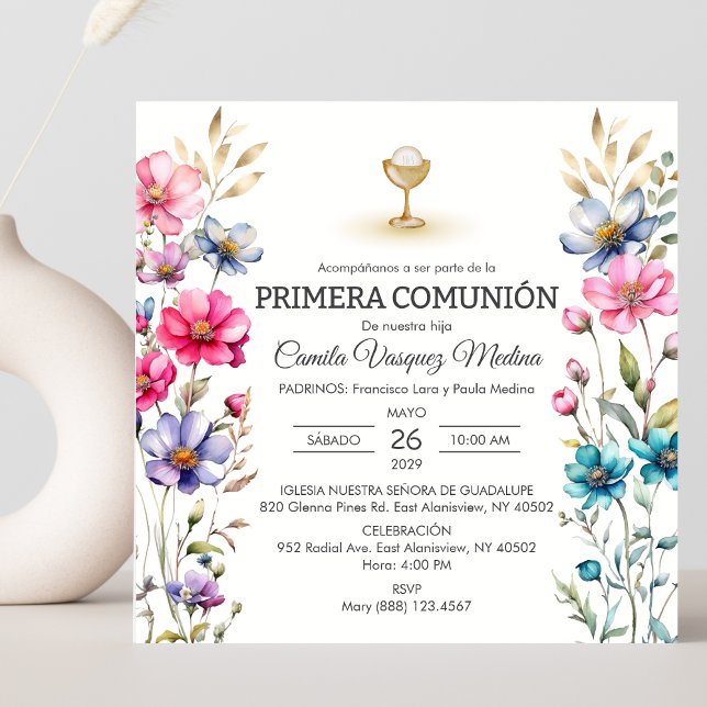 Invitación Primera comunión de Chicas de flores silvestres de (Subido por el creador)