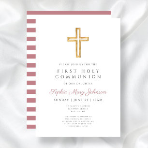 Invitación Primera comunión de Chicas religiosos de color ros