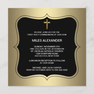 Invitación Primera comunión de chicos de la Cruz Negra Gold