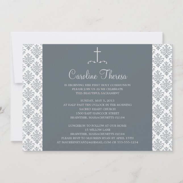 Invitación Primera comunión de Damask (Anverso)