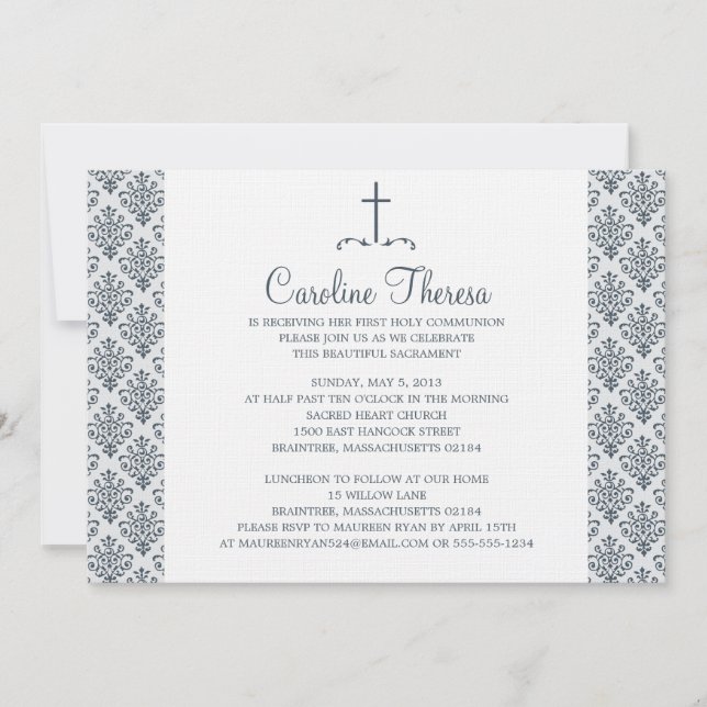 Invitación Primera comunión de Damask (Anverso)