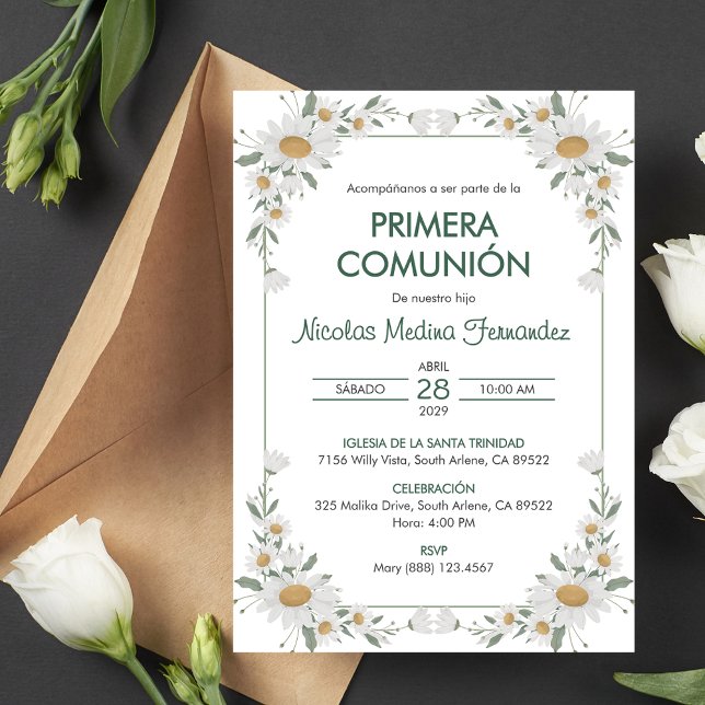 Invitación Primera Comunión de Flores Blancas (Subido por el creador)